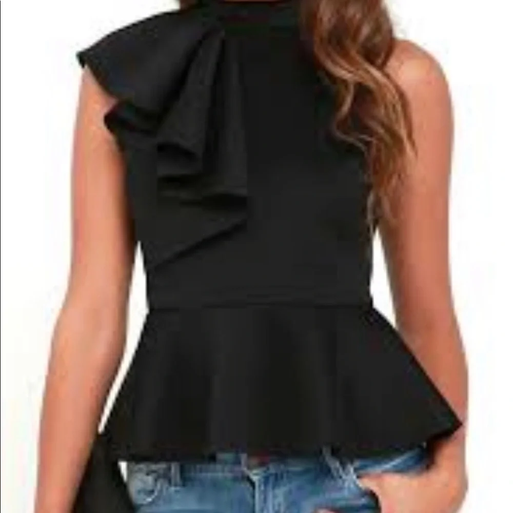 Lulus Forever More Black Peplum Top - Picture 1 of 5